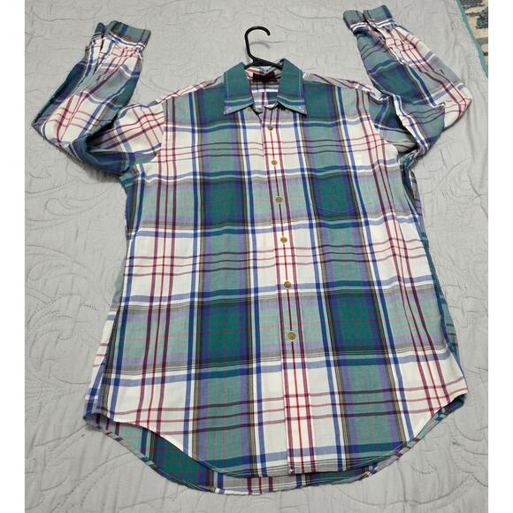 Chaps Ralph Lauren Mens Button front Plaid Casual Shirt Size Medium - Picture 4 of 6